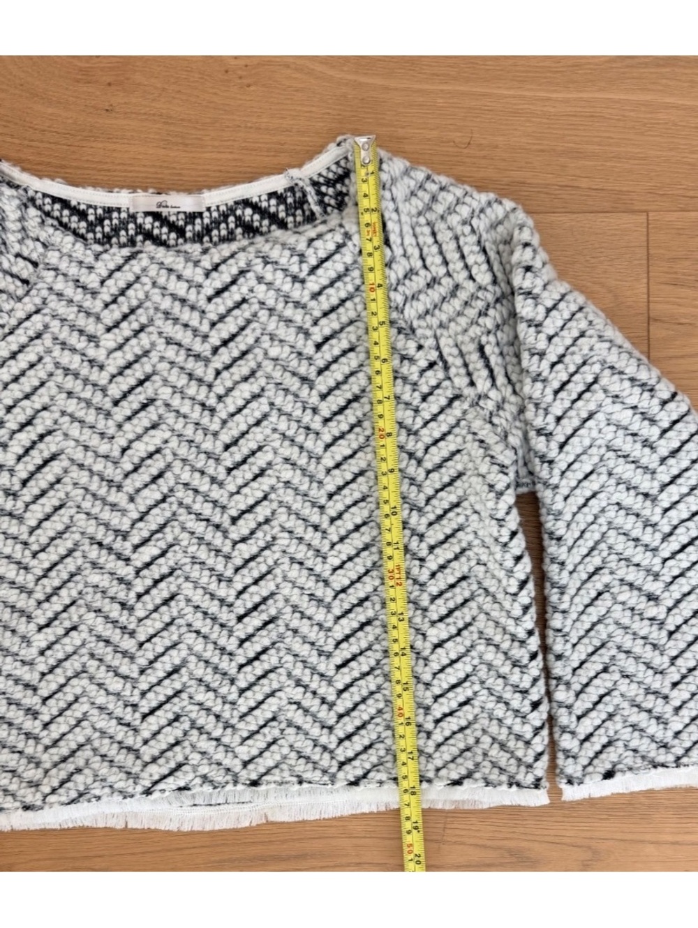 Droite Lautreamont Japan Wool Blend Boucle Knit Fringe Sweater Cream Black Sz 2 - Picture 4 of 6